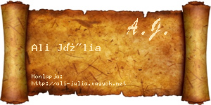 Ali Júlia névjegykártya