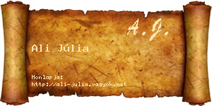 Ali Júlia névjegykártya